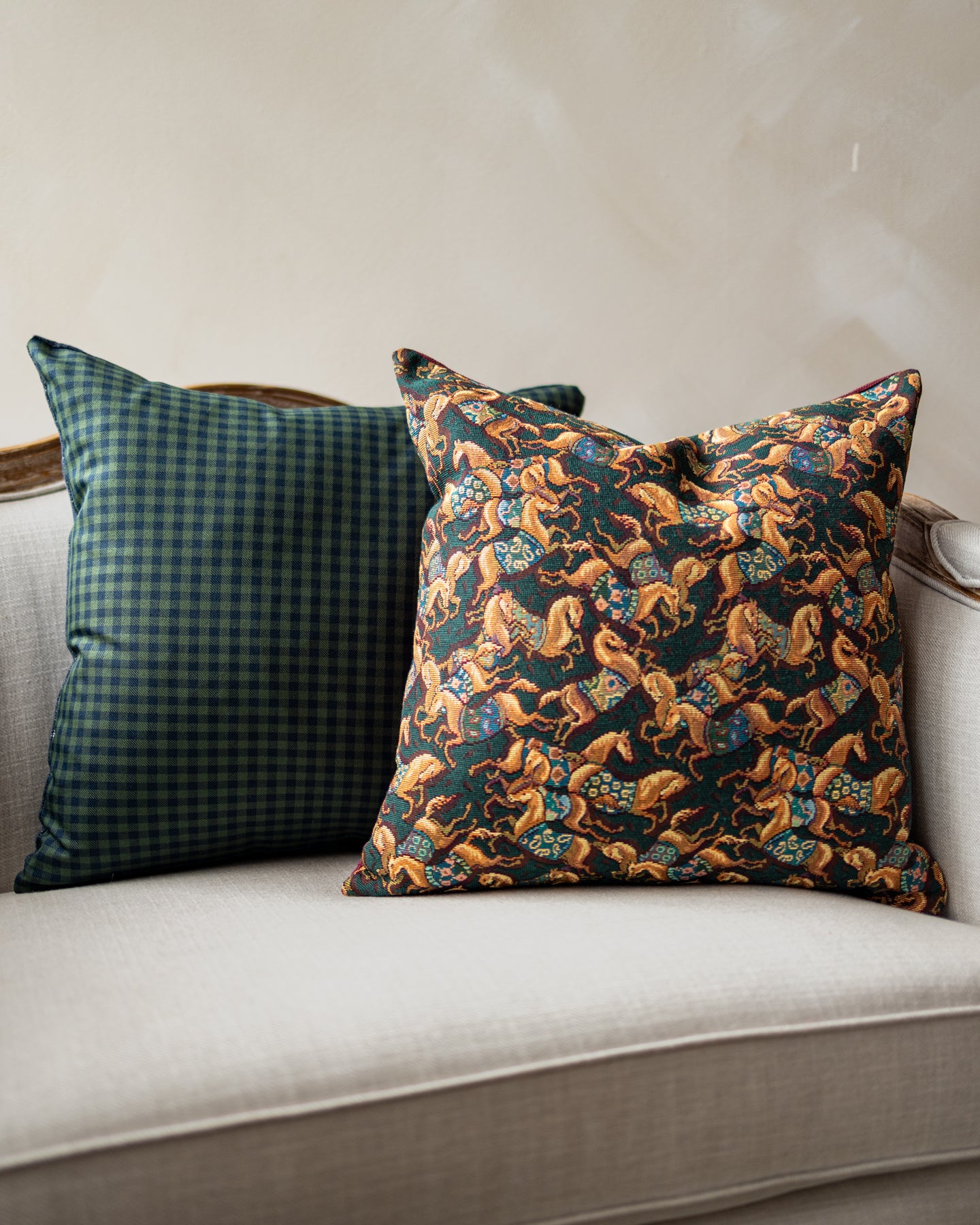 Green Handwoven Cotton Throw Pillow