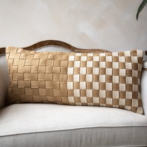 Natural Basketweave Cotton Jute Lumbar Pillow
