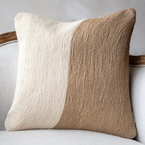 Natural Embroidered Cotton Jute Throw Pillow