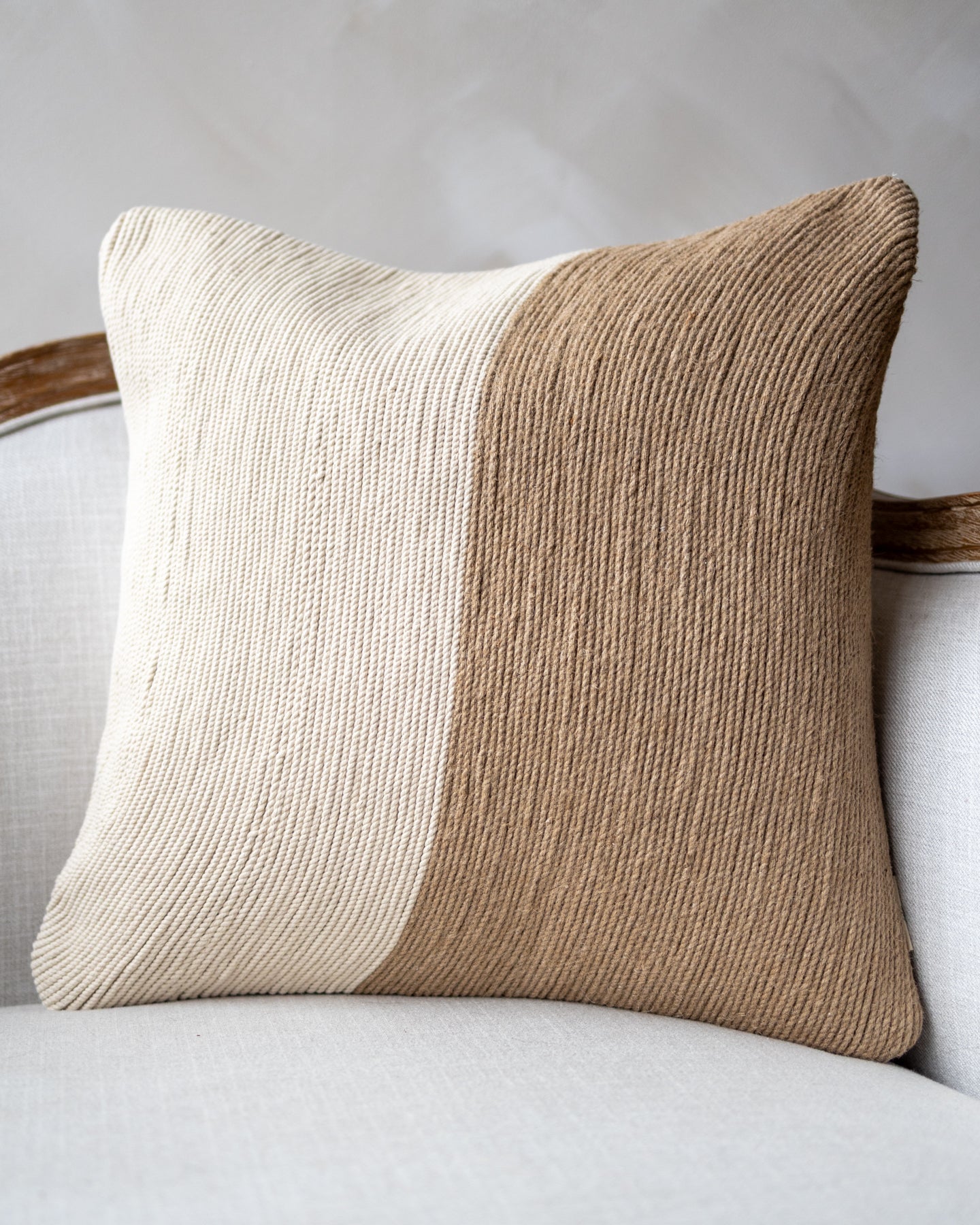 Natural Embroidered Cotton Jute Throw Pillow