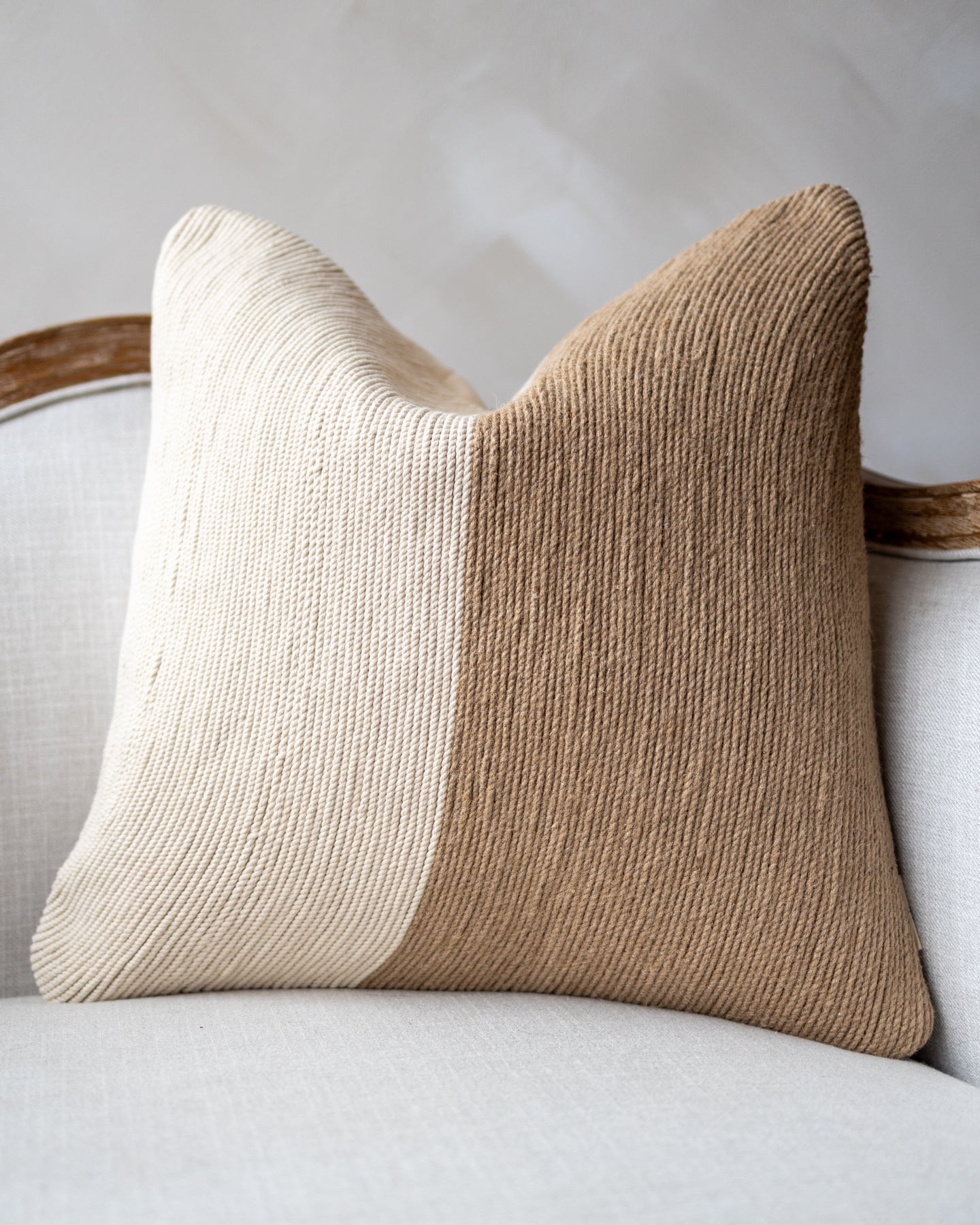 Natural Embroidered Cotton Jute Throw Pillow