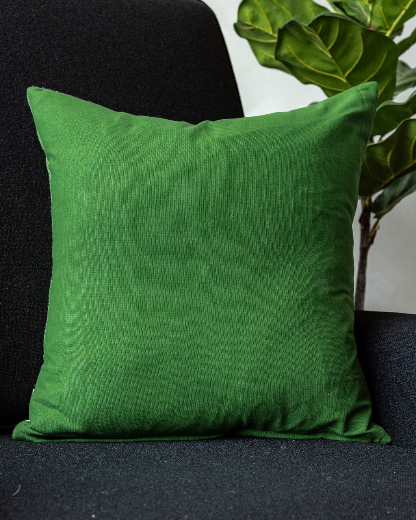 Cream Abstract Embroidered Organic Cotton Throw Pillow