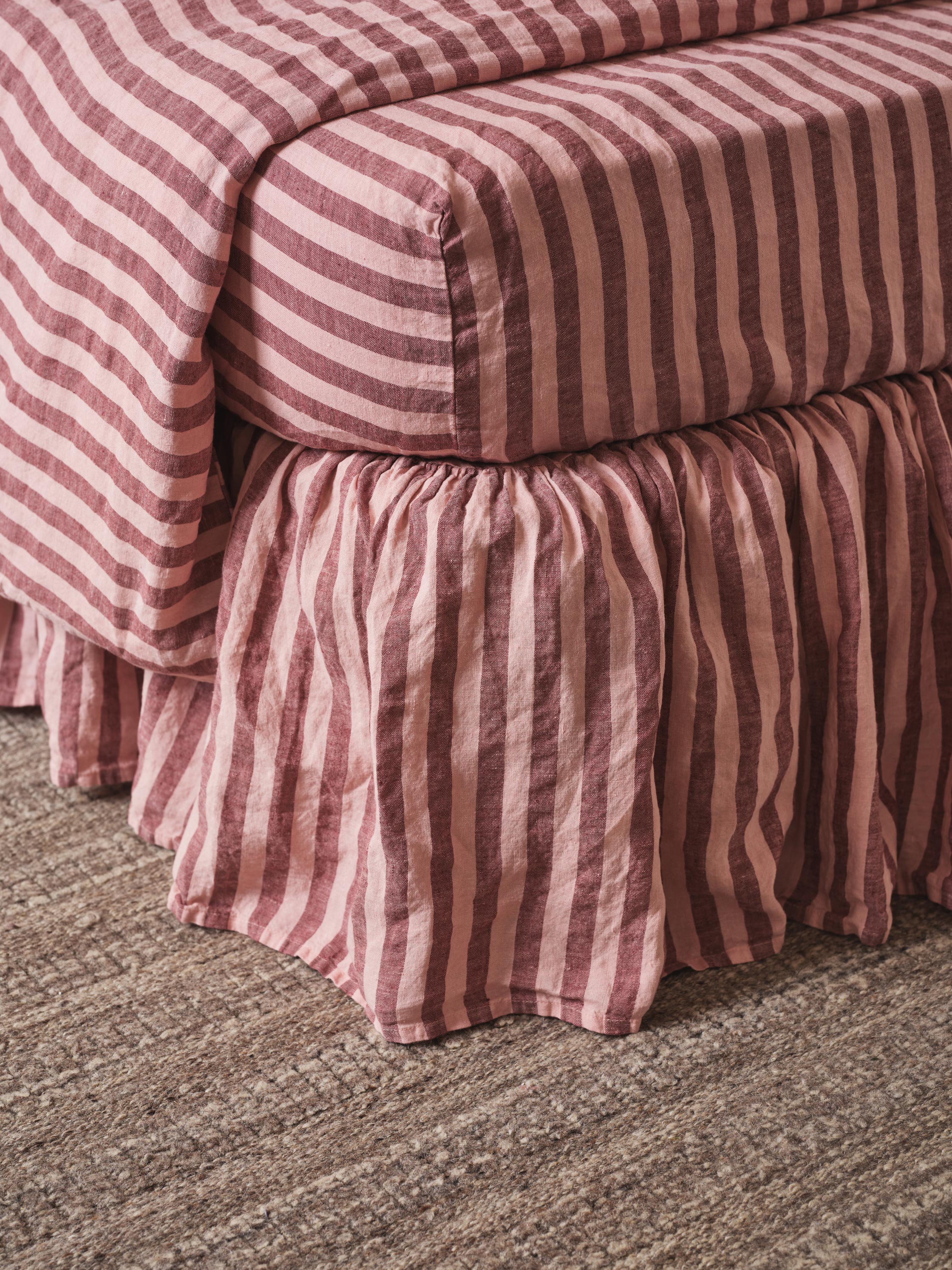 Rhubarb Striped Linen Blend Bed Valance - Image 2