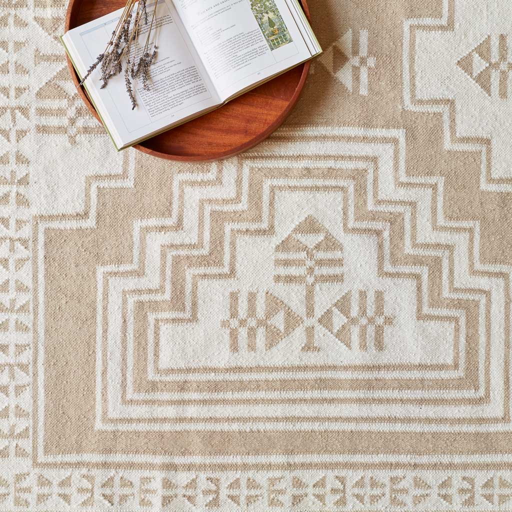 Layered Handwoven Area Rug in Sand - Image 3