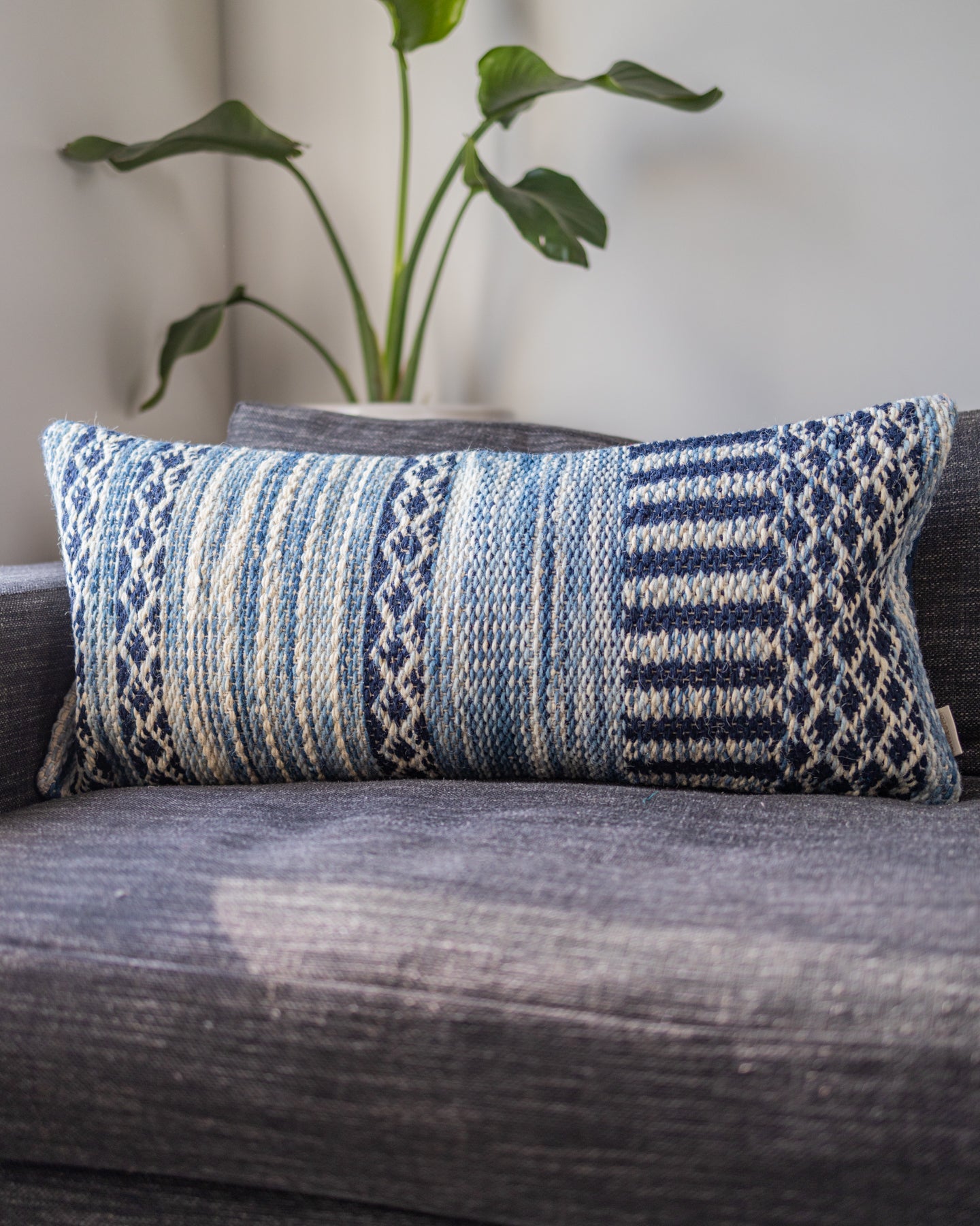 Geometric Handwoven Organic Cotton Lumbar Pillow