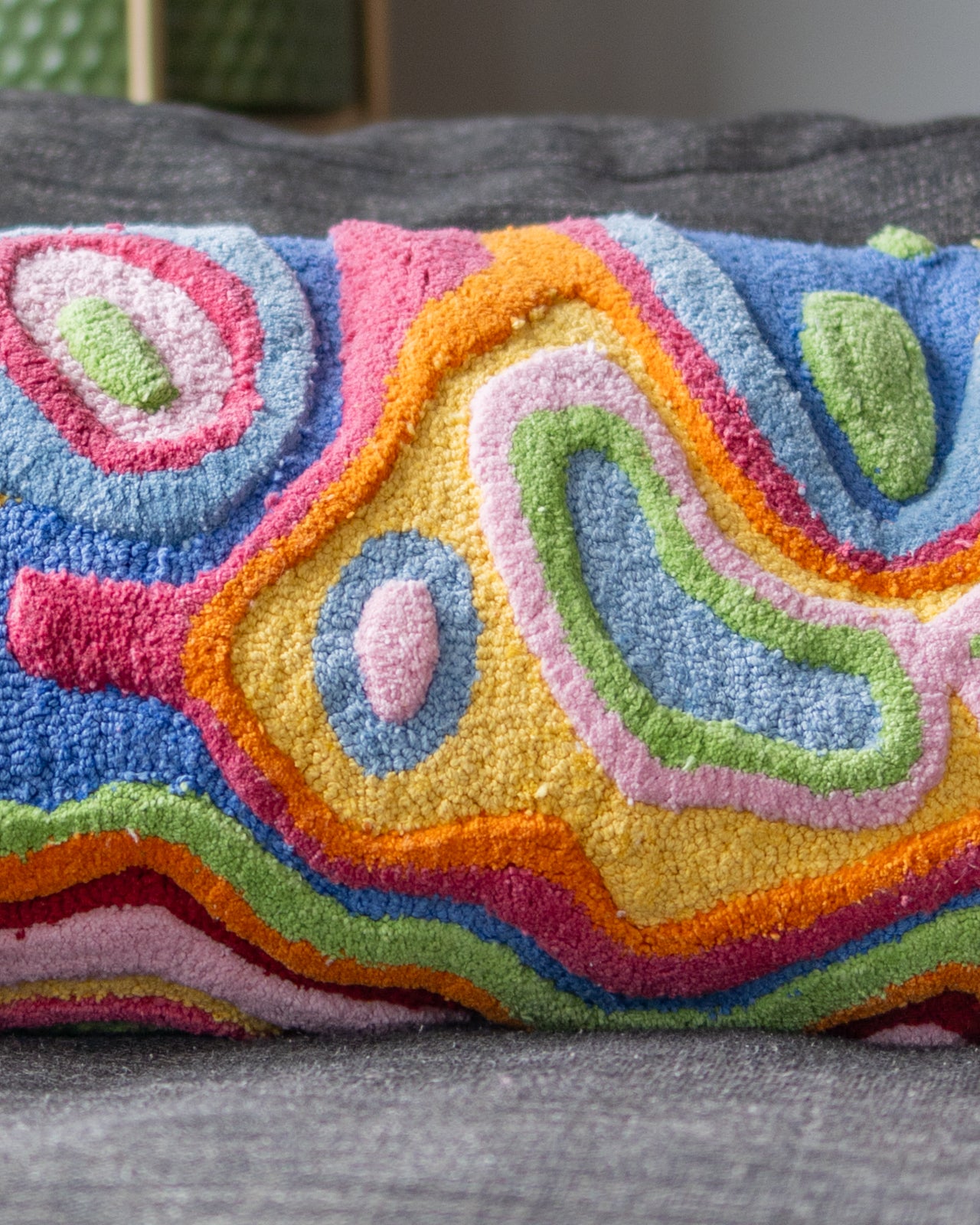 Yellow Abstract Organic Cotton Lumbar Pillow