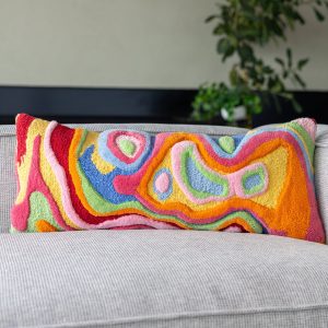 Yellow Abstract Organic Cotton Lumbar Pillow