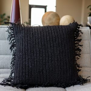 Natural Fringed Organic Cotton Throw Pillow