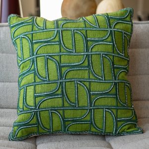 Embroidered Textured Organic Cotton Throw Pillow