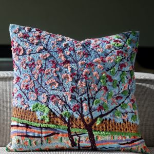 Pink Floral Organic Cotton Throw Pillow
