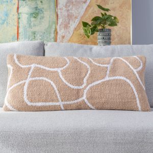 White Abstract Organic Cotton Lumbar Pillow