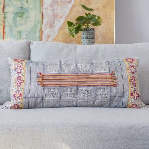 Embroidered Organic Cotton Lumbar Pillow