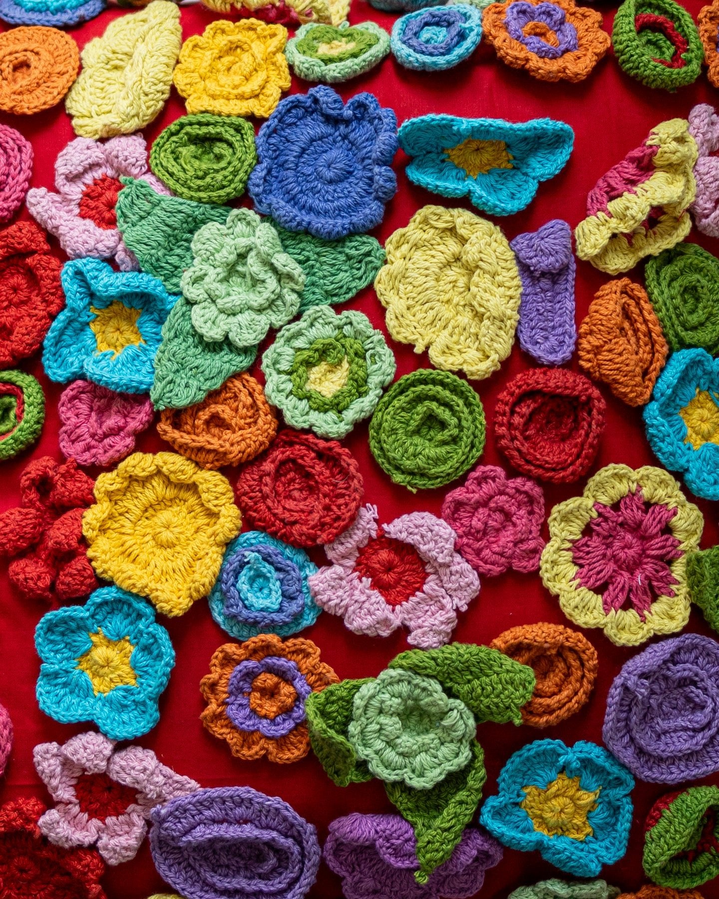 Floral Crochet Organic Cotton Throw Pillow