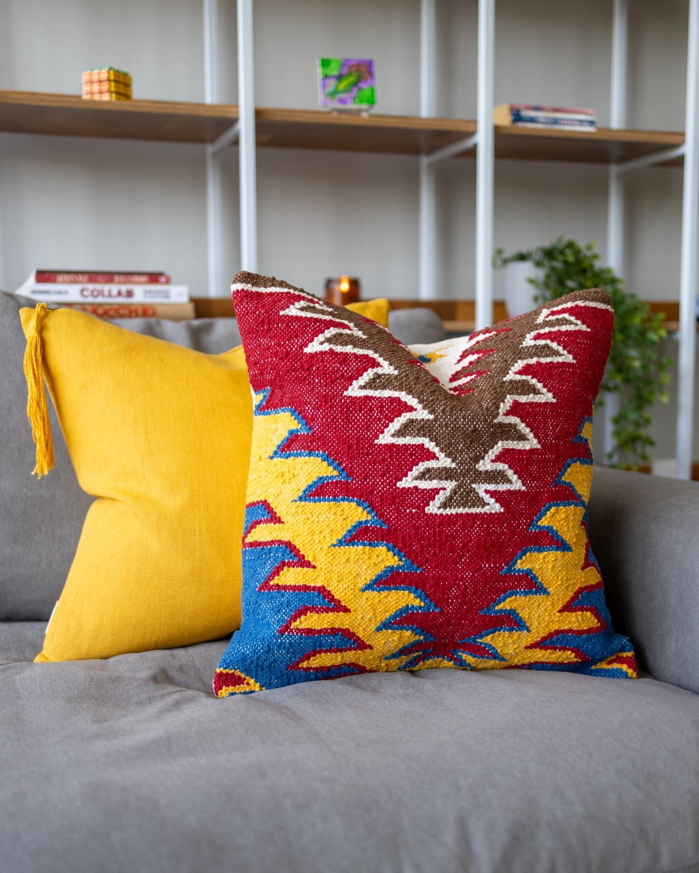 Cobalt Kilim Tapestry Organic Cotton Throw Pillow