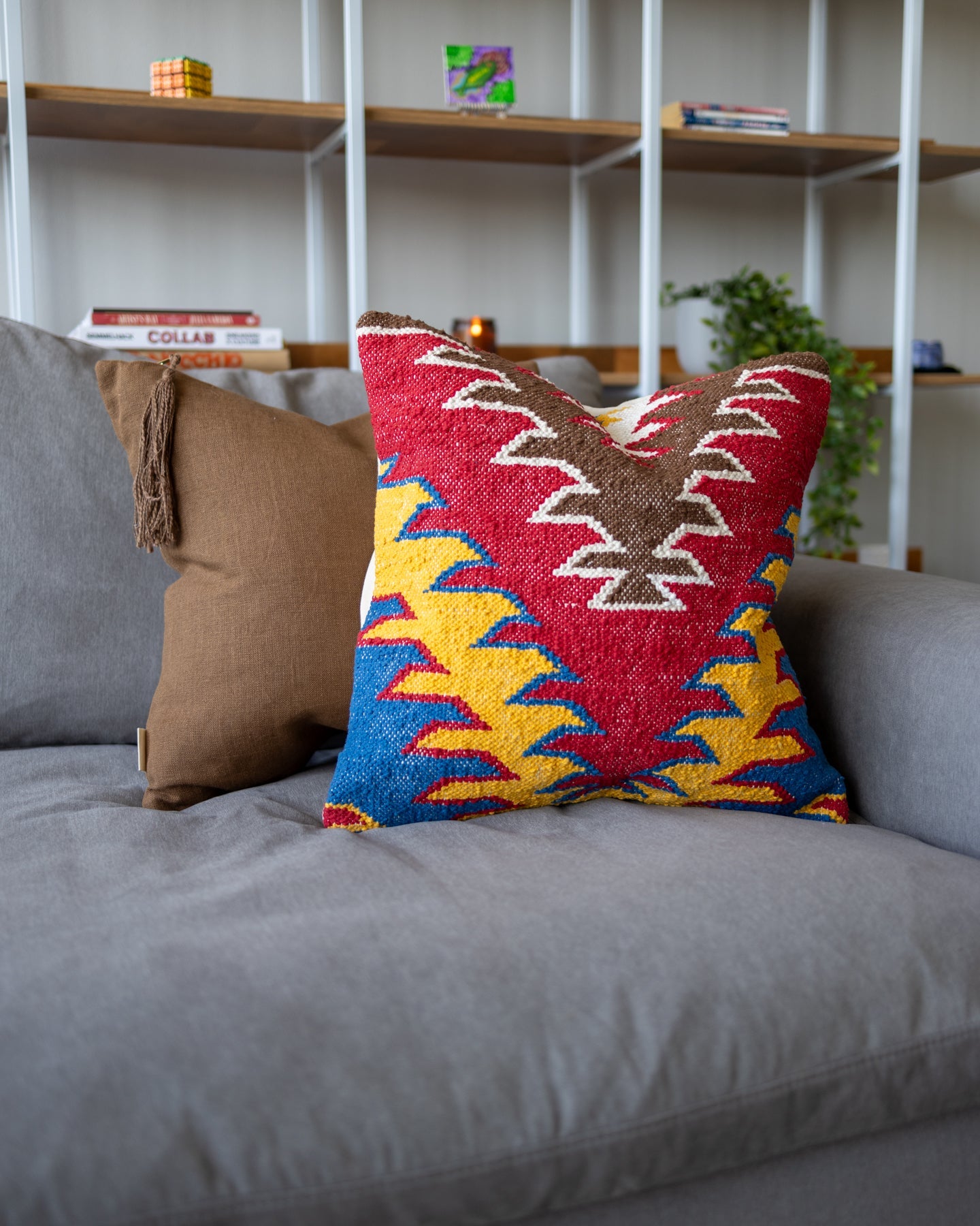 Cobalt Kilim Tapestry Organic Cotton Throw Pillow