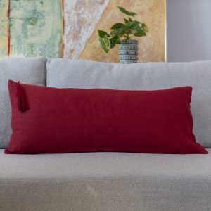 Natural House Woven Organic Linen Lumbar Pillow